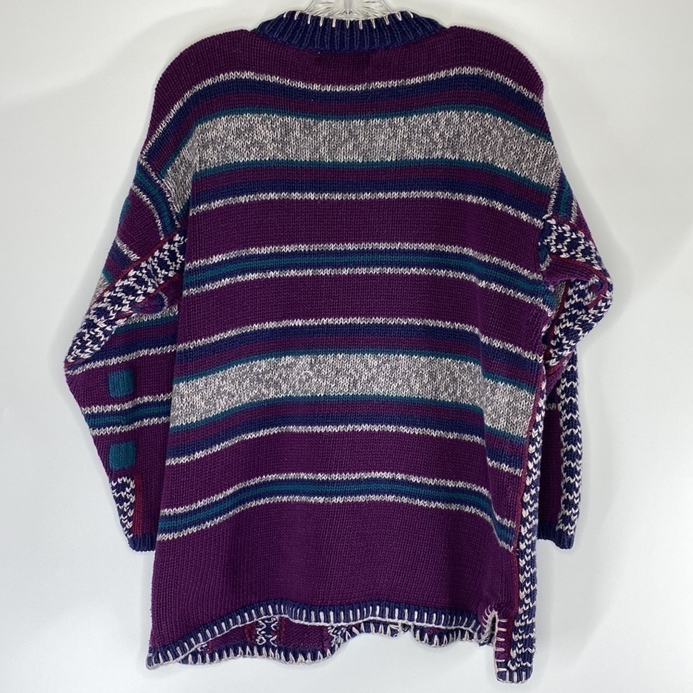 Gina Peters Purple Knit Button Front Cardigan Sweater 90s Medium - Picture 2 of 6